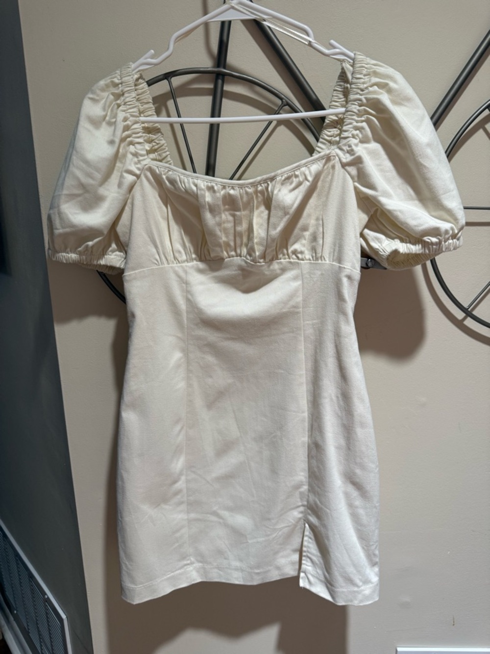 ASTR The Label Cream Puff Sleeve Square Neck Mini Dress Cotton Blend Feminine